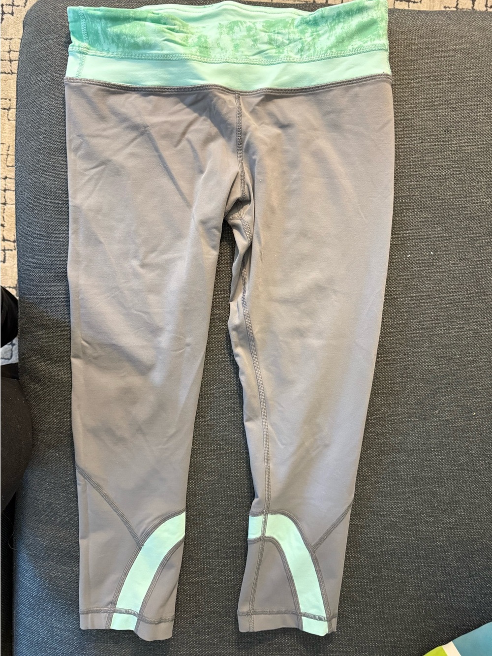 lululemon athletica Grey Capri Leggings with Mint Waistband